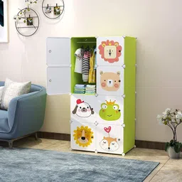 4-Door 4-Shelf Plastic Collapsible PC Collapsible Wardrobe-image-33