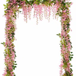 komal Pink, Green Westeria Artificial Flower image 2