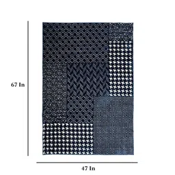 Teal Geometric Polypropylene 4 ft x 6 ft Machine Made Carpet by Obsessions image 3