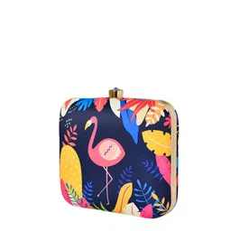 ARTKLIM Blue & Pink Printed Box Clutch image 4