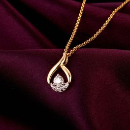 GIVA 14K Yellow Gold Charming Dew Drops Diamond Pendant-0.7 gm-picture-19