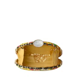 ARTKLIM Yellow & Fuchsia Embroidered Box Clutch image 3