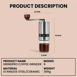 aashonee Manual Coffee Grinder (Ceramic Burr) (A) 3 Cups Coffee Maker image 3
