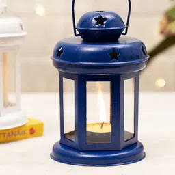Homesake Set Of 2 White & Blue Textured Hanging Lanterns-picture-42