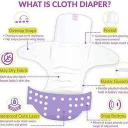 cutieful BABY PLAIN MULTICOLORED BUTTON DIAPERS WITH GREY INSERTS 4 LAYERS COMBO PACK - 5D5I image 4