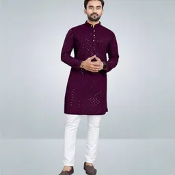 metro trader Men Jacquard Kurta Pyjama Set-picture-25