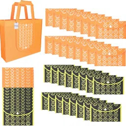 homestic Pack of 48 Smile Foldable Unisex Shopping Bags | Orange & Black Yellow Pack of 48 Grocery Bags-picture-13