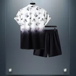 glori star Men Night Suit Set White, Black Printed image 2