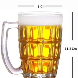 coozico Beer Mug with Handle for Beer, Juice | Scratch Resistant & Easy to Clean Glass Beer Glass image 3
