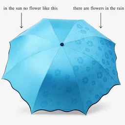 aviation creation Magic Umbrella (Sky Blue) | Color Changing Floral Design | UV Protection Umbrella image 3