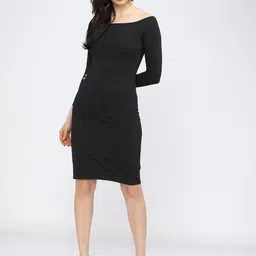 Women Bodycon Black Above Knee/Mid Thigh Length Dress-image-33