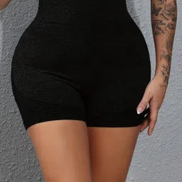 j.b.collection Solid Women Black Gym Shorts, Cycling Shorts, High Waist Shorts-picture-11