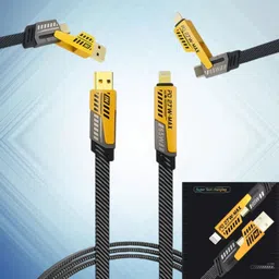 Greennora 4-in-1 Cable 100 m 4 in 1 Multi-Functional Data & Fast Charging Cable (USB-A to Lightning / Type-C / Micro-USB + Type-C to Lightning) image 2