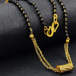 Saizen Gold-Plated Black & White AD-Studded Mangalsutra image 4