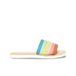 Aria Nica Girls Green & Yellow Open Toe Flats image 3