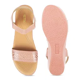 Metro Women Open Toe Flats with Laser Cuts image 2