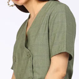 tokyo talkies Women Checkered Double Breasted Party Blazer image 5