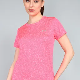 under armour Women Printed Crew Neck Polyester Pink T-Shirt-picture-11