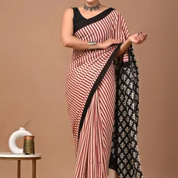 mulmul handloom Blocked Printed Bollywood Pure Cotton Saree-picture-19