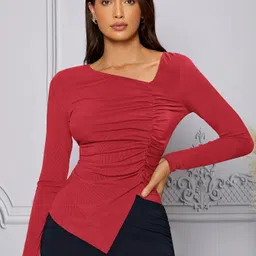 quintessentials Casual Regular Sleeves Solid Women Brown Top image 2