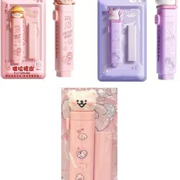 cpm Cute Kawaii Push-Pull Retractable Eraser Set, Adorable School & Office Supplies Non-Toxic Eraser-picture-37