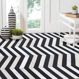 dazzhome Black Hair On Leather Chevron Hand Woven 6ftX9ft Carpet-picture-25
