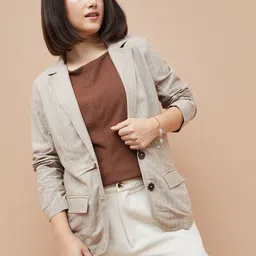 code by lifestyle Women Striped Single Breasted Casual Blazer-picture-12