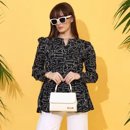 sheetal associates Casual Regular Sleeves Printed Women Black Top-picture-10