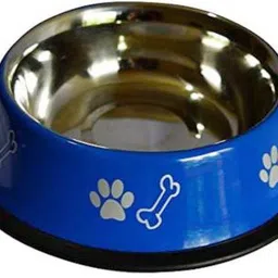 alcazar ALC Dog Round Steel Pet Bowl (450 ml Blue) Round Steel Pet Bowl image 1