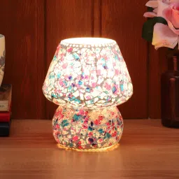 foziq Tokyo Multicolour Glass Shade Table Lamp With Glass Base image 1
