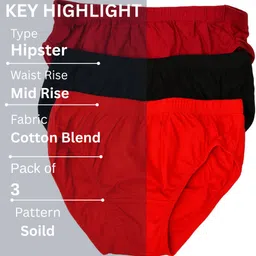 suresh Pack of 3 Women Hipster Brown, Black, Red Panty image 3