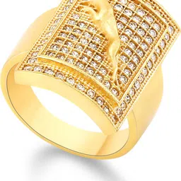 mahi creation Brass Diamond Gold Plated Ring image 3