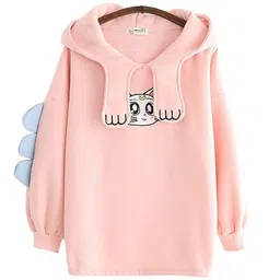 homry Prachikfashions Winter Wear Warm Fabric Loose Fit Soft with Hooded Neck Long Sleeves Comfortable Hoodie for Women (in, Alpha, L, Regular, Pink) image 1