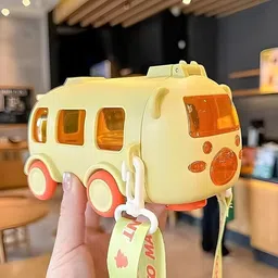 micashu Bus Water Bottle for Kids 500ml with Straw Strap Sipper Leakproof BPA Free Lock-picture-26