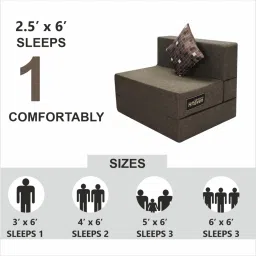 seventh heaven Rest Mantra 8 Inch PU Foam (72x30) 1 Seater Sofa Cum Mattress In Brown Colour image 2