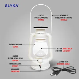 slyka LED Lantern With 1st Step Night Lamp Solar Rechargeable 4 hrs Lantern Emergency Light image 5