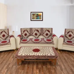 rabhnoor Cotton Floral 3+1+1 Seater Sofa Cover-picture-25