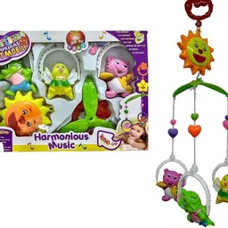 sr toys 5 PCS Plastic Lovely Colourful Musical Hanging Rattle Toys With Hanging Cartoons For Toddlers/Babies/Infants/Newborns, Multicolor Rattle image 3