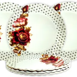 inpro Melamine Small Half Plates/Snacks Plate Set In Golden Print (Size-8 Inch/20CM) Half Plate image 5