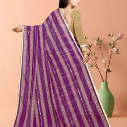 jayu Digital Print, Embroidered, Printed, Striped Bollywood Georgette Saree image 2