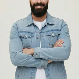 liba creations Men Solid Denim Fleece Jacket image 4