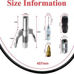 epitech mart Grease Gun Coupler With 4Pc Grease Gun Adaptor, 1Pc Teflon Tap, 18inch Pipe Manual Dispenser image 2