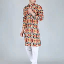 fubar Men Printed Cotton Blend Straight Kurta image 2