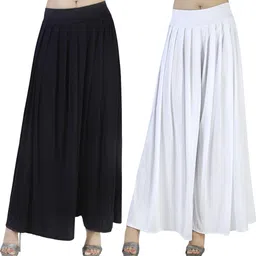 fashion bazaar Pack of 2 Women Flared White Lycra Blend Trousers image 1