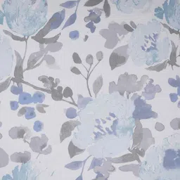 maspar Blue Floral Print 300 TC Cotton Double Bed Fitted Sheet with 2 Pillow Case Sensory Bloom Collection image 3