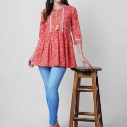 god bless Casual Regular Sleeves Floral Print Women Orange Top image 5