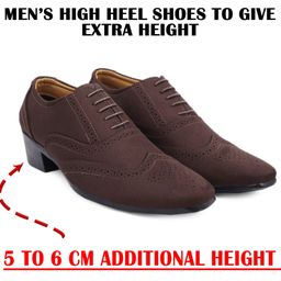 baxxico Men's Height Increasing Suede Brogue Lace-up Block Heel Shoe Boots For Men-picture-7