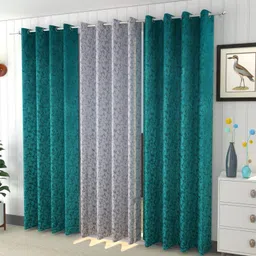 kiara creations 153 cm (5 ft) Window Velvet Curtain (Pack Of 3)-picture-12