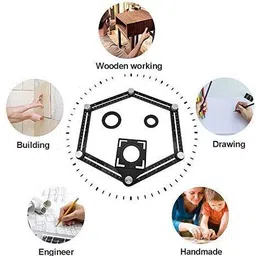 mass pro 1X Multi Functional Tiles Hole Maker Six Side Ruler Floor Measuring Marking Gauge image 3