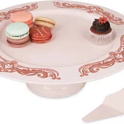 elan Plume Cake Stand with round Cake Server, Cake Stand for Party, Cupcake Stand Steel Cake Server image 3
